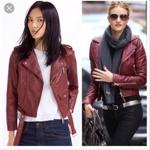 Zara Burgundy Leather Jacket